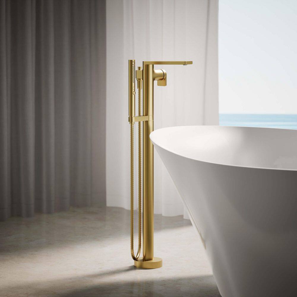 Vibrant Brushed Moderne Brass Freestanding Bath Faucet