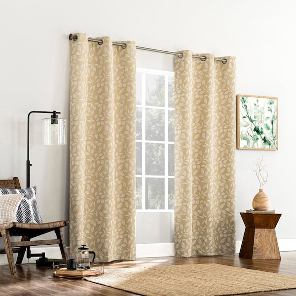 Sun Zero Satti Embroidered Leaf Gold Polyester 40 in. W x 63 Sun Zero Satti Embroidered Leaf Gold Polyester 40 in. W x 63