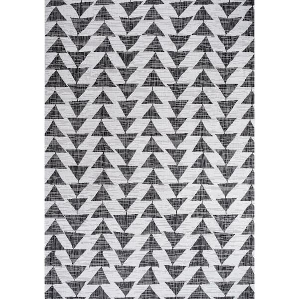Andratx Modern Tribal Geometric Ivory/Black 3 ft. x 5 ft. Indoor/Outdoor Area Rug