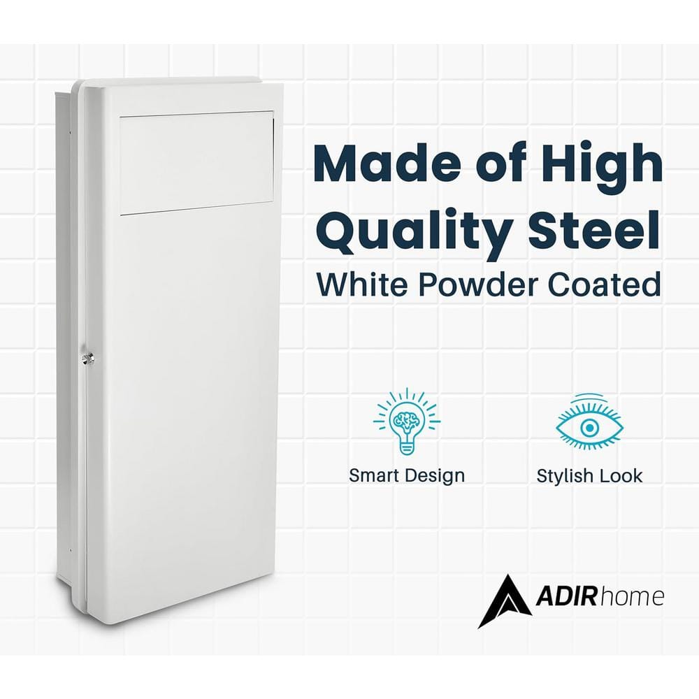 White Steel Built-In Wall Laundry Hamper