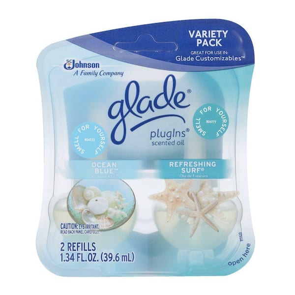 Glade Plug-Ins 0.67 oz. Ocean Blue and Refreshing Surf Scented Oil Refill Variety Pack (2-Pack)