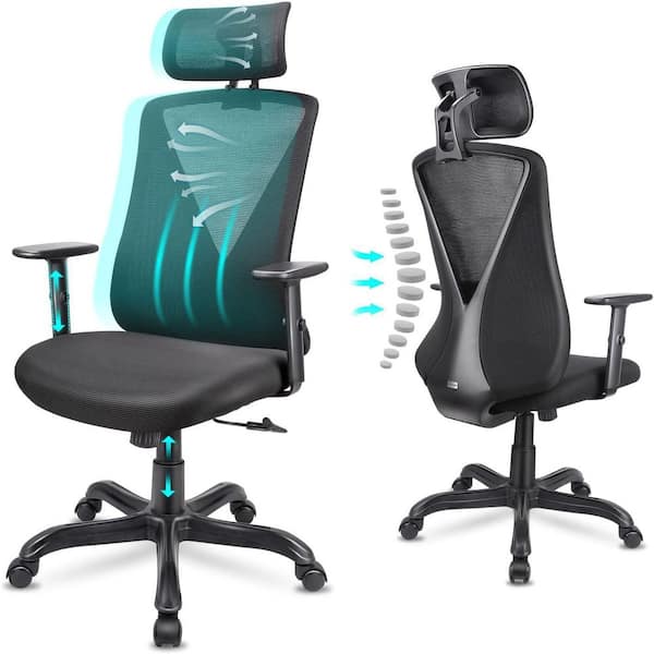 Lirago Office and Home Mesh Lumbar Support Ergonomic Computer Chair in Black with Flip-Up Arms