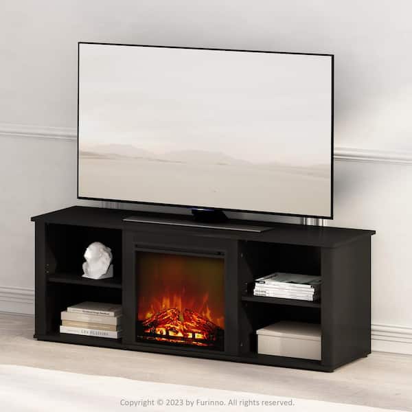Furinno Jensen Americano TV Stand Entertainment Center Fits TV's up to 60 in. with No Heat Decorative Electric Fireplace
