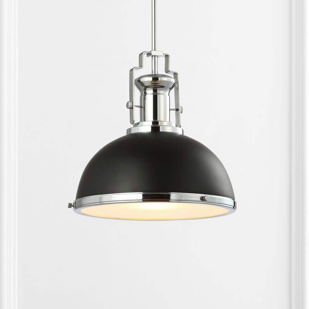 Jonathan Y 13" Adjustable Vintage LED Pendant - Black/Chrome