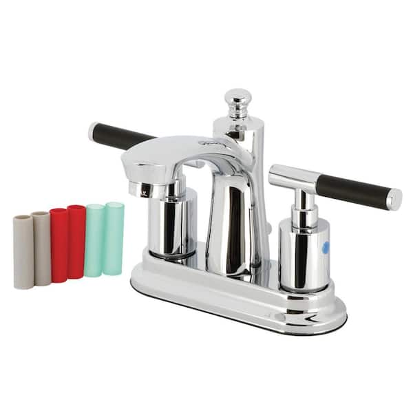 Kingston Brass Kaiser 4 in. Centerset 2-Handle Bathroom Faucet with Plastic Pop-Up in Polished Chrome
