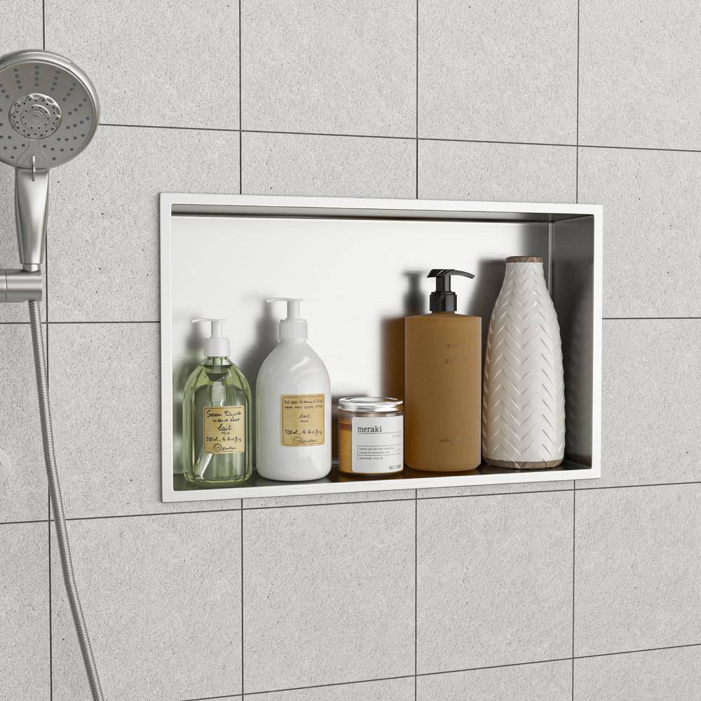 21" x 13" Brushed Nickel Stainless Steel Shower Niche