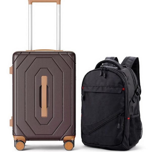 HONGGE 2-Piece Hardside Luggage Set and Backpack Set, with TSA