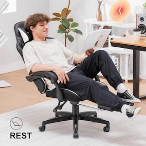 Gaming Chair with Footrest,Removable Cover and Lumbar Support High Back Faux Leather Computer Gaming Chair in White