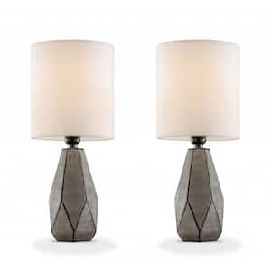 16.5 in. Gray Standard Light Bulb Urn Bedside Table Lamp