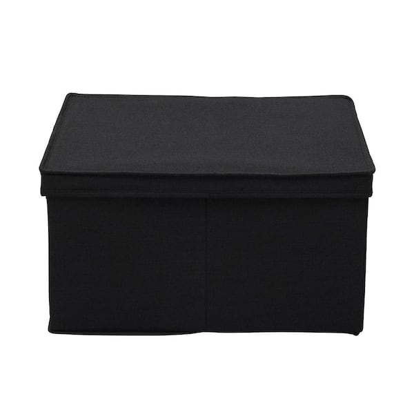 Household Essentials Jumbo Fabric Storage Bins, Set of 2 - Black Linen