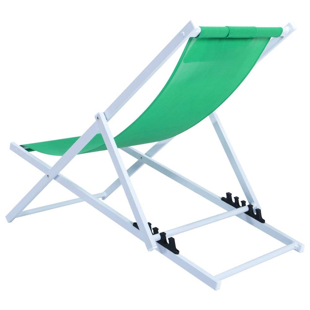 Sunset Green Outdoor Sling Lounge Chair with Headrest