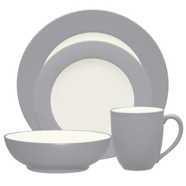 Noritake Colorwave Slate  4-Piece (Gray) Stoneware Rim Place Setting, Service for 1