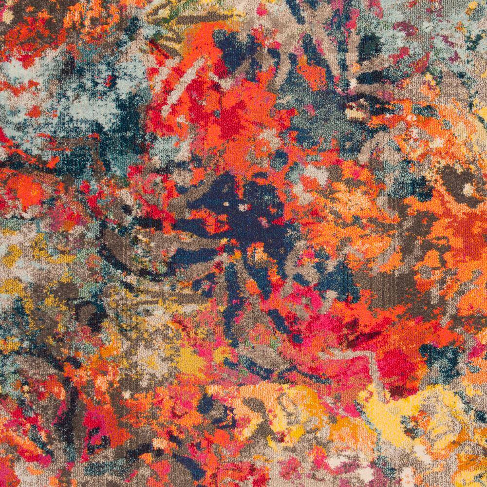 Colorful Abstract Blue and Orange Synthetic Area Rug