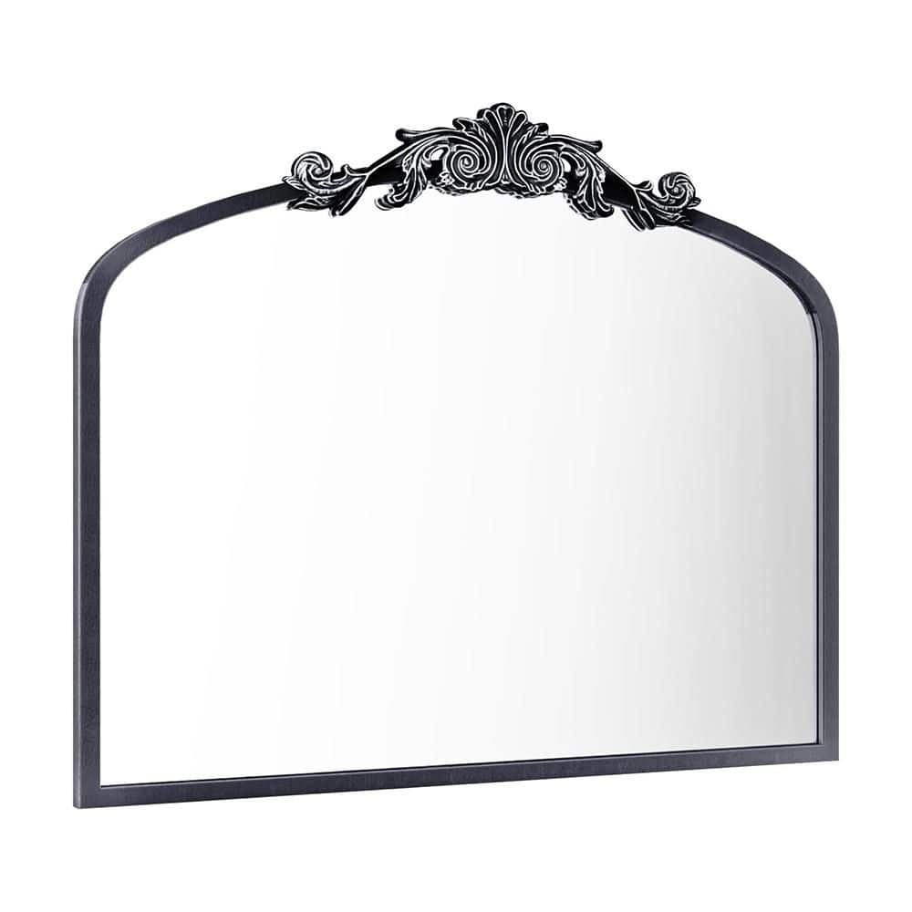 48 in. W x 32 in. H Arch Baroque Framed French Cleat Wall Mounted Tempered Glass Bathroom Vanity Mirror in Antique Black price history on PriceWatchPro