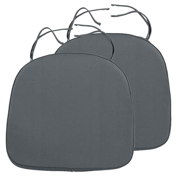 Leisuremod Modern Soft Comfortable Dining Chair Cushion Pads with Ties in Dark Gray (Set of 2)