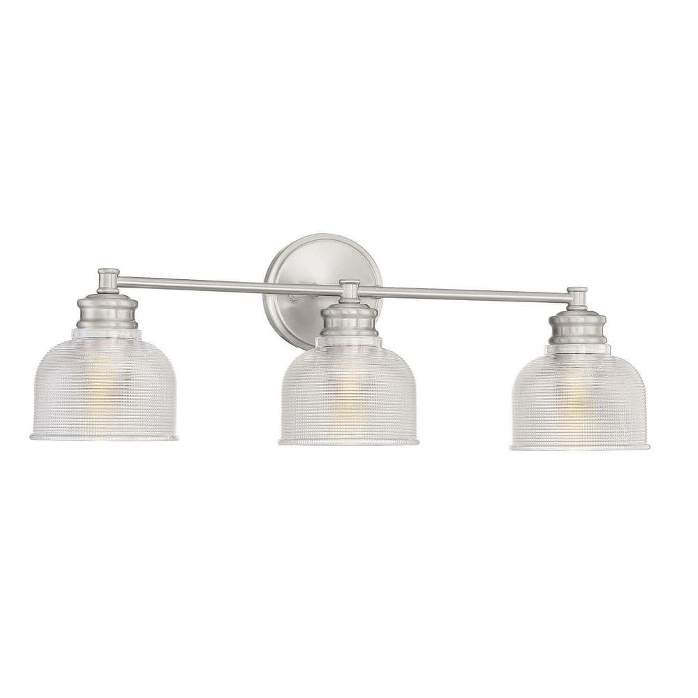Brushed Nickel 3-Light Vanity Light with Clear Glass Shades