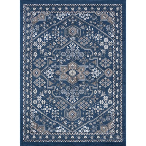 Hampton Oriental Navy 5 ft. x 7 ft. Indoor Area Rug