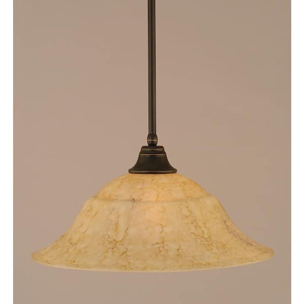 Unbranded Sparta 100-Watt 1-Light Dark Granite Bowl Mini Pendant Light with Glass Shade