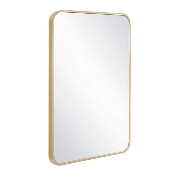 Unbranded Isla 20 in. W x 30 in. H Medium Rectangular Framed Decorative Wall Mount Bathroom Vanity Mirror in Brushed Gold