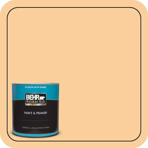 BEHR PREMIUM PLUS 1 qt. #310C-3 Warm Cocoon Satin Enamel Exterior Paint & Primer