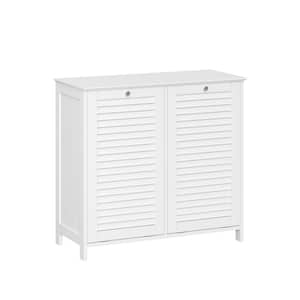 Ellsworth  White 32 x 14 x 30 MDF Transitional Rectangular Double Tilt-Out Laundry Room  Hamper Cabinet with Cloth Bag
