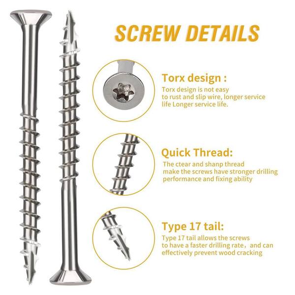 GooBetter #10 X 4" Deck Screws – T25 Torx Drive, Tan Coated Exterior – 200 Pack