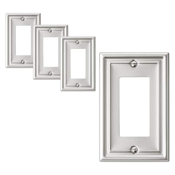 1-Gang Brushed Nickel Decorator/Rocker Metal Wall Plates(4-Pack)