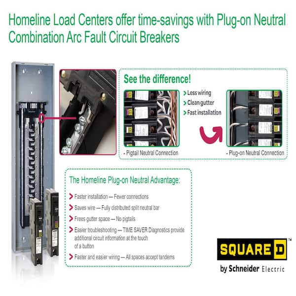 Square D HOM115PCAFIC Homeline Plug-On Neutral 15 Amp Single-Pole CAFCI Circuit Breaker ,