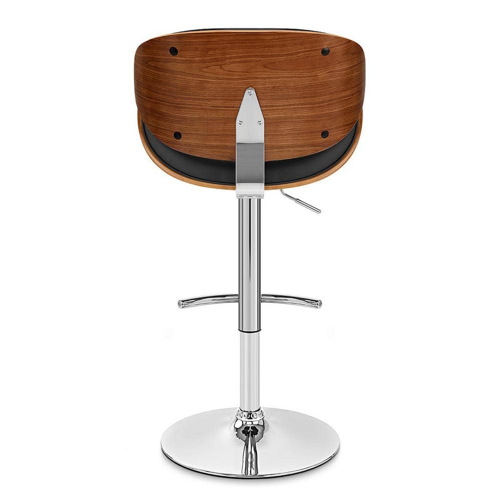 Naples Black Faux Leather Adjustable Swivel Bar Stool