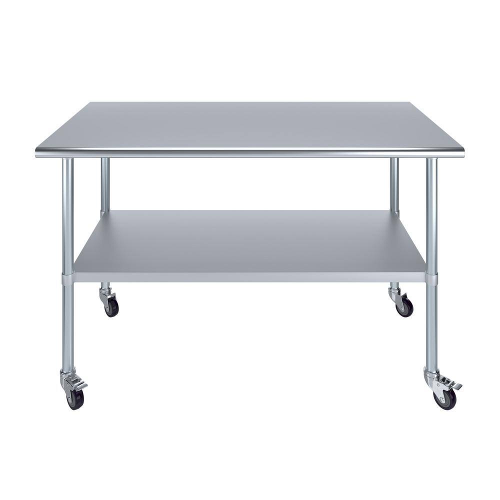 60" Stainless Steel Work Table with Undershelf and Casters