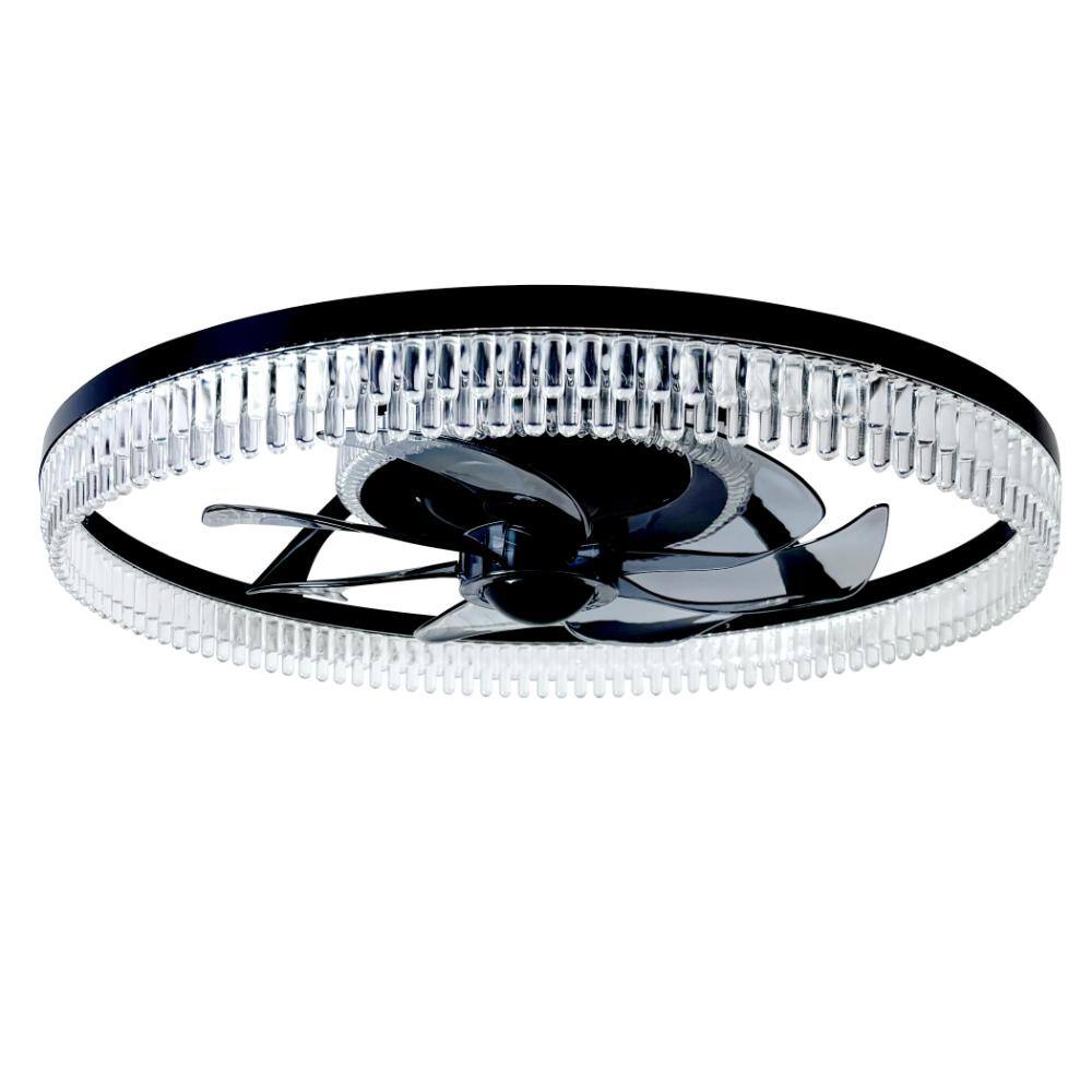 19 in. Dimmable LED Indoor RGB Black Low Profile Flush Mount Ceiling Fan with Light and Remote Control price history on PriceWatchPro