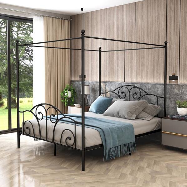 Ziruwu Queen Metal Canopy Bed Frame, Best Affordable Bed Frames With Storage Philippines