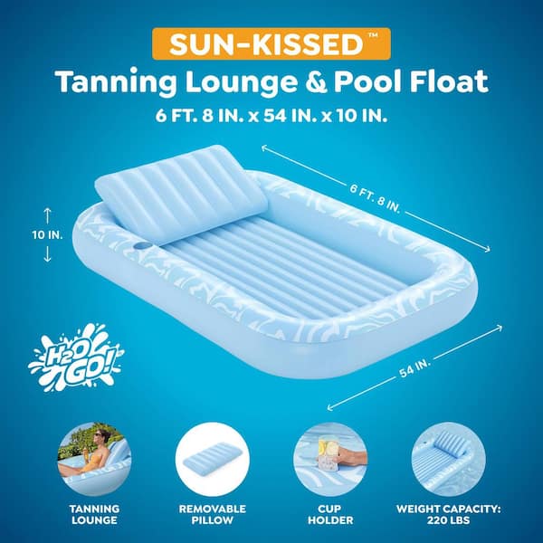 H2OGO Sun-Kissed Tanning Lounge, 6'8 in. x 54 in. x 10 in. XL Inflatable Pool Float