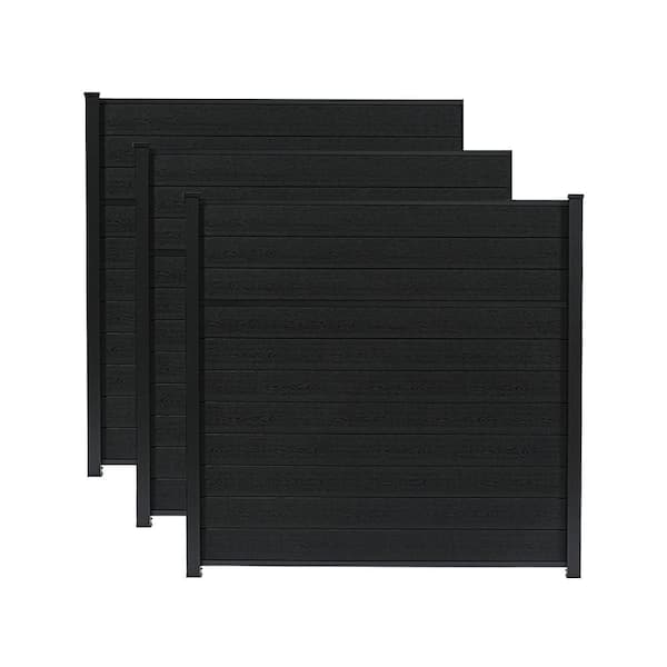 Classic Privacy 6 ft. x 6 ft. Charcoal Composite Wood Board on Board Fence Panel (3-Pack)