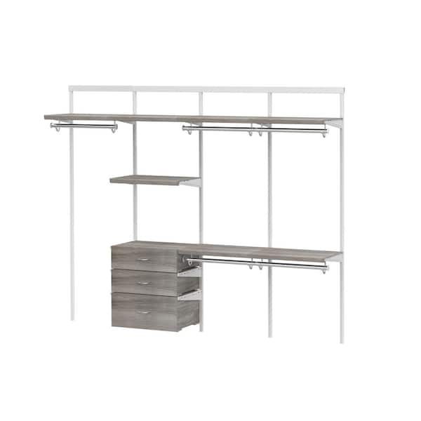 Everbilt Genevieve 8 ft. Gray Adjustable Closet Organizer Long and 2