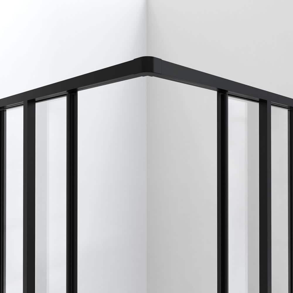 Matte Black 36" x 36" Sliding Shower Enclosure with Acrylic Wall Kit