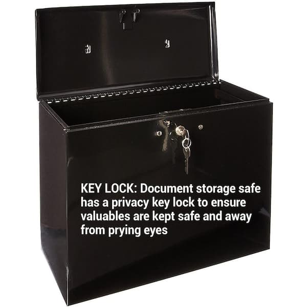 Large, Portable Locking Storage Box for Filing Letters & Documents