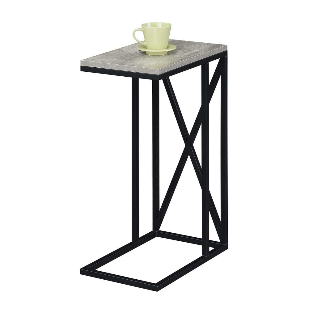 Tucson C 16'' Birch and Black Metal Frame C-Shape End Table