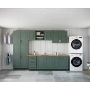 Greenwich Aspen Green Plywood Shaker Stock Ready to Assemble Kitchen-Laundry Cabinet Kit 24 in. x 87 in. x 163 in.