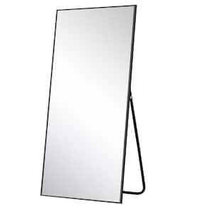 38 in. W x 75 in. H Rectangle Framed Black Tempered Glass Full-Length Mirror