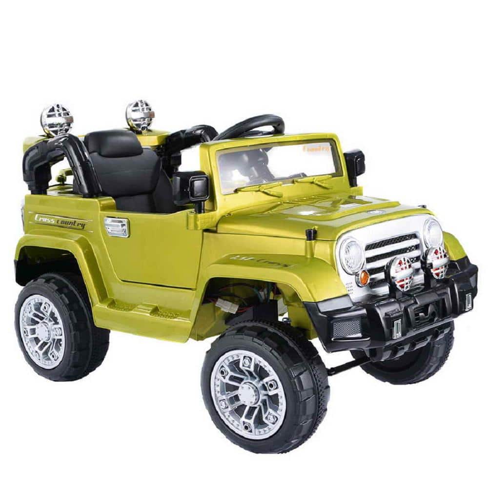 HONEY JOY 11 in. Green 12-Volt Electric Toy Car Kids Ride On Truck with RC Remote Control Lights Music MP3, Greens -  TOPB001391