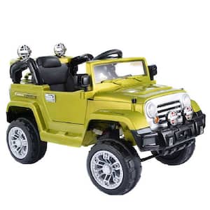 HONEY JOY 11 in. Green 12-Volt Electric Toy Car Kids Ride On Truck with ...