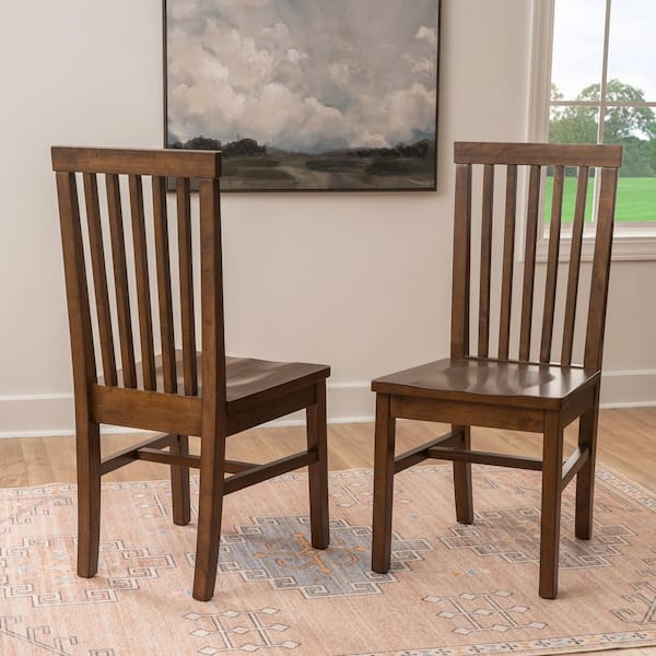 Terryn Walnut Wood Seat Side Dining Chair (Set of 2)