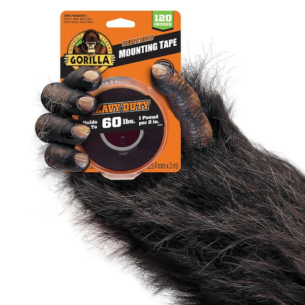 Gorilla - Heavy Duty Double Sided Mounting Tape, Weatherproof, 1 x 60,  Black, (Pack of 1)