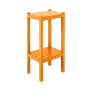 Laguna Plastic Indoor/Outdoor Patio Side Table with Storage Shelf Orange