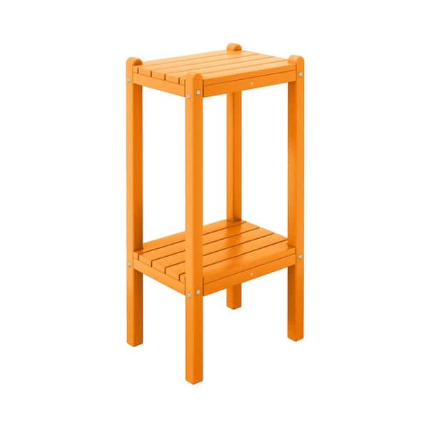 WESTIN OUTDOOR Laguna Plastic Indoor/Outdoor Patio Side Table with Storage Shelf Orange