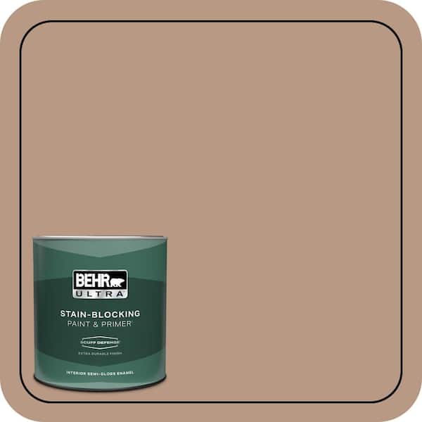 BEHR ULTRA 1 qt. #250F-4 Stone Brown Extra Durable Semi-Gloss Enamel Interior Paint & Primer