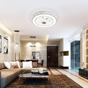 21.6 in. Modern White Indoor Integrated LED Flower Decor Lampshade Ceiling Fan with Remote Control