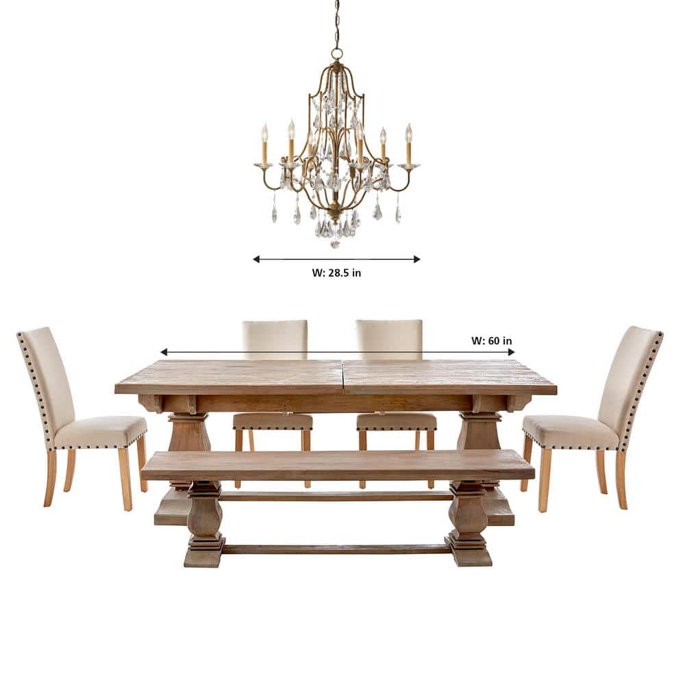 Valentina Oxidized Bronze 6-Light Crystal Candle Chandelier