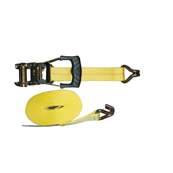 Husky 27 ft. x 2 in. Heavy-Duty Ratchet Tie-Down Strap with J Hook FH0843 -  The Home Depot